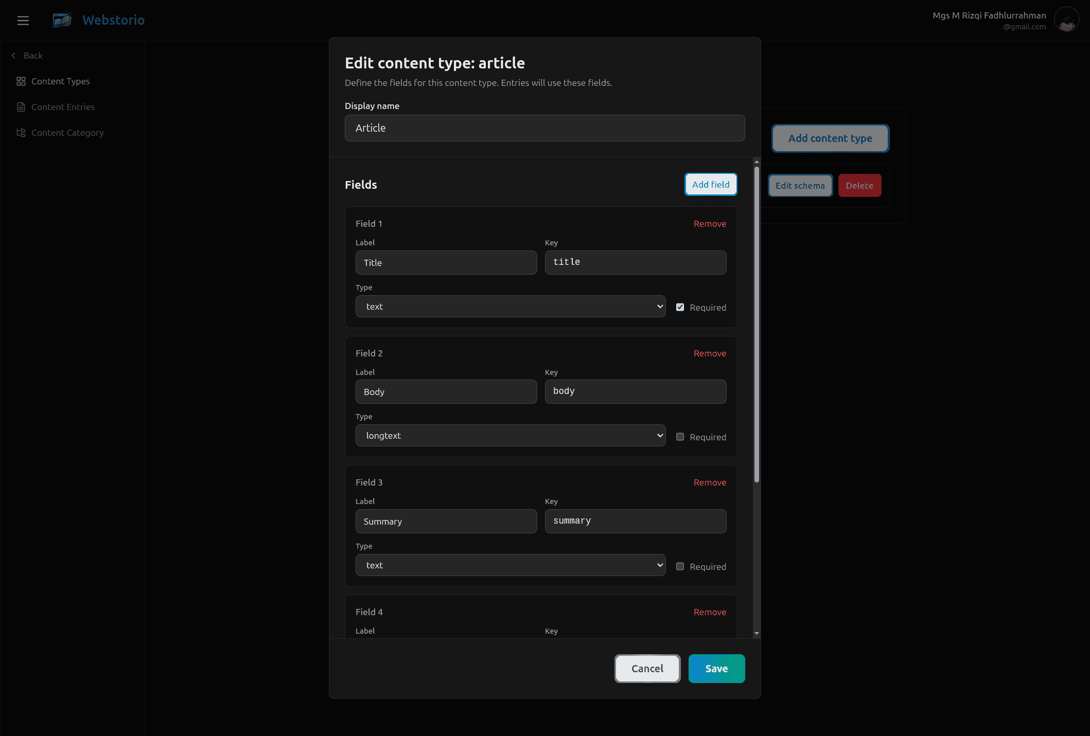 Content Type Builder